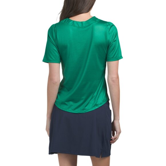 THE BUBBLE Navy Emily Scalloped Neck Performance Short Sleeve Top - Picture 2 of 2